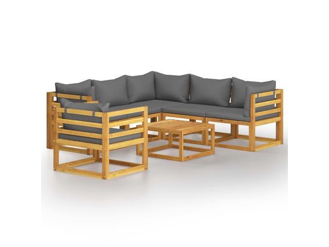 vidaXL Solid Acacia Wood Garden Lounge Set with Cushion 7 Pieces Outdoor Patio