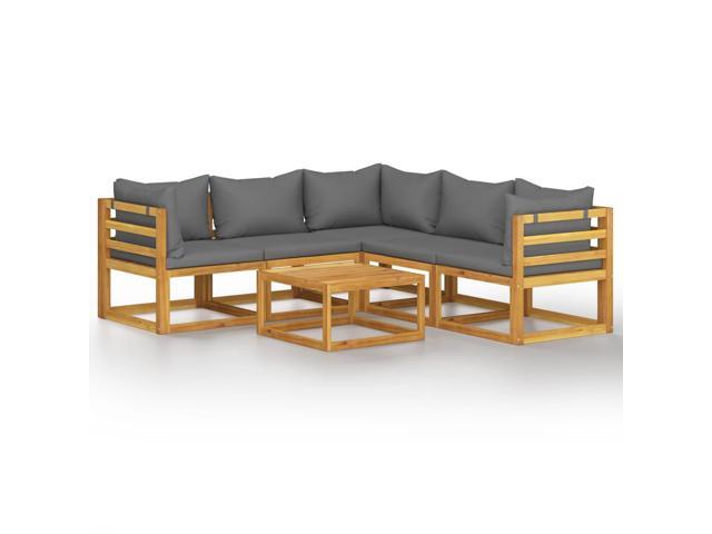 vidaXL Solid Acacia Wood Garden Lounge Set with Cushion 6 Pieces Outdoor Patio