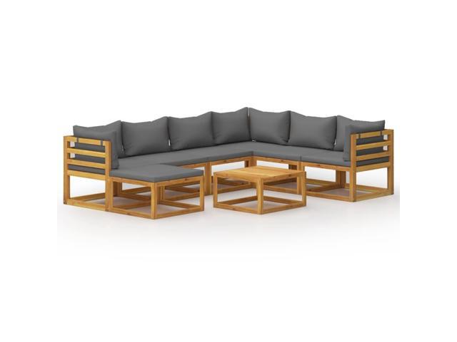 vidaXL Solid Acacia Wood Garden Lounge Set with Cushion 8 Pieces Outdoor Patio