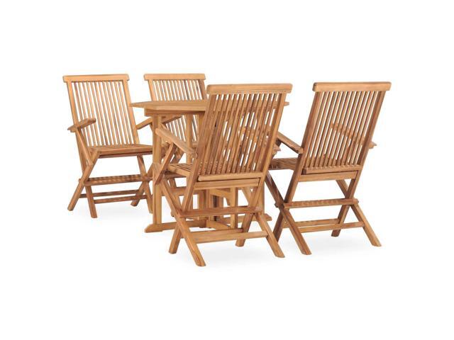 vidaXL Solid Teak Wood Folding Outdoor Dining Set 5 Pieces Garden Dinner Patio
