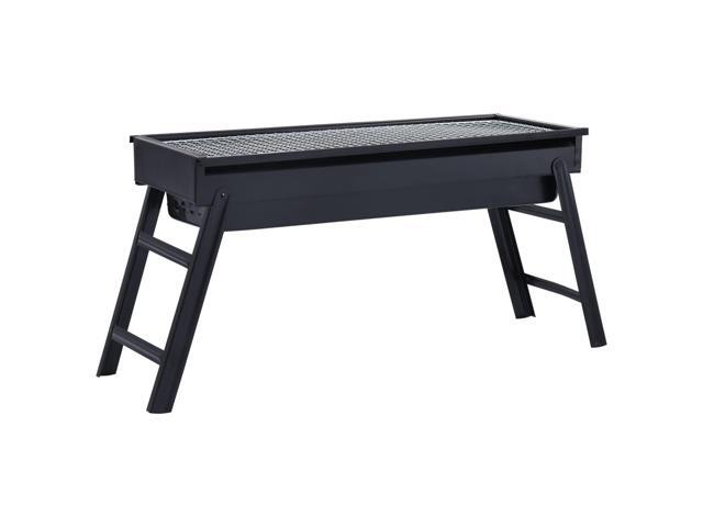 vidaXL Portable Camping BBQ Grill Steel Charcoal Grill Folding Table Outdoor