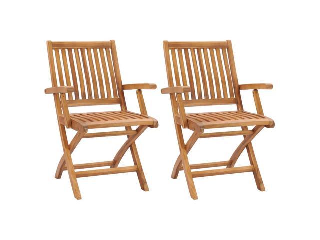 vidaXL 2x Solid Teak Wood Folding Garden Chair Outdoor Patio Lounge Seating