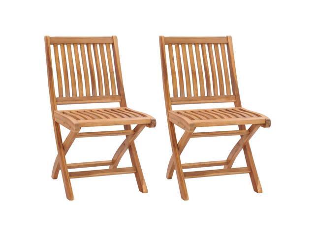 vidaXL 2x Solid Teak Wood Folding Garden Chair Outdoor Patio Lounge Seating