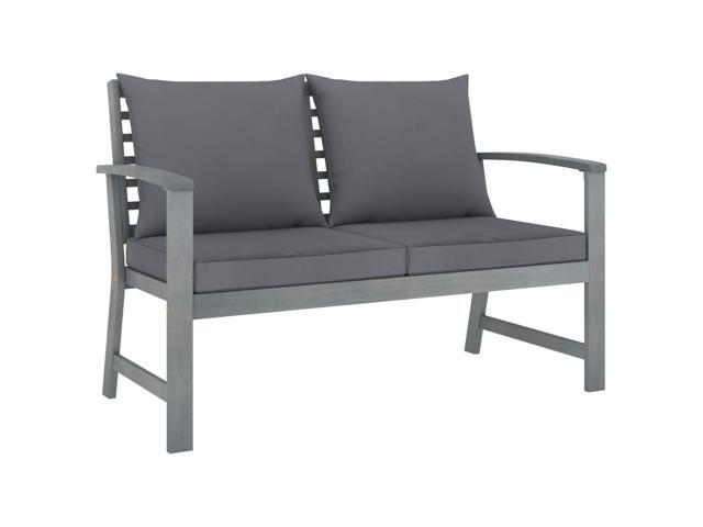 vidaXL Solid Acacia Wood Garden Bench 472' with Dark Gray Cushion Outdoor