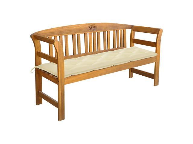 vidaXL Solid Acacia Wood Garden Bench with Cushion 618' Outdoor Lounge Seat
