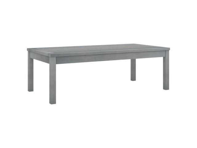 vidaXL Solid Acacia Wood Coffee Table Gray Outdoor Couch Side Accent Wooden