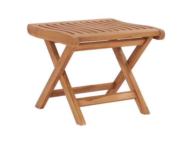 vidaXL Solid Teak Wood Folding Footrest Outdoor Garden Wooden Stool Table