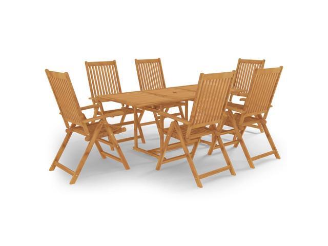vidaXL Solid Teak Wood Garden Dining Set 7 Pieces Outdoor Patio Dinner Wooden