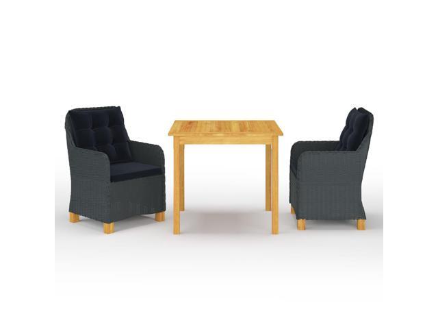 vidaXL Garden Dining Set 3 Pieces Dark Gray Outdoor Patio Dinner Lounge Seat