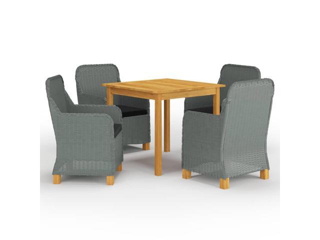 vidaXL Garden Dining Set 5 Pieces Light Gray Outdoor Patio Dinner Lounge Seat