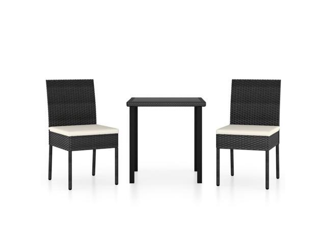 vidaXL Garden Dining Set 3 Pieces Poly Rattan Black Outdoor Dinner Seating
