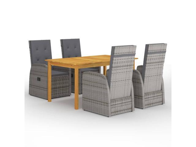 vidaXL Garden Dining Set 5 Pieces Gray Outdoor Patio Dinner Lounge Seating
