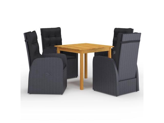 vidaXL Garden Dining Set 5 Pieces Black Outdoor Patio Dinner Lounge Seating