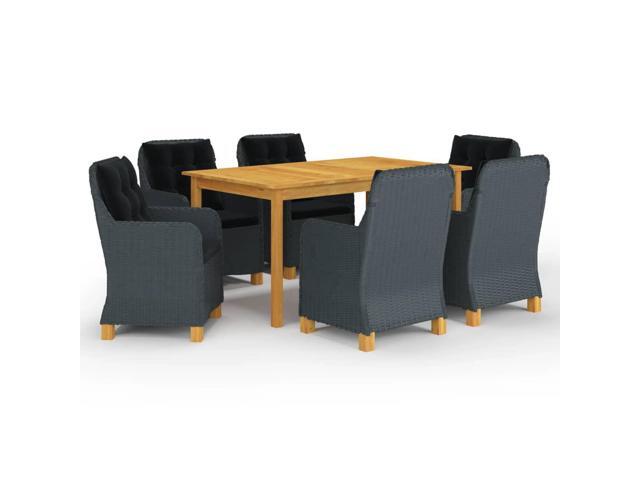 vidaXL Garden Dining Set 7 Pieces Dark Gray Outdoor Patio Dinner Lounge Seat