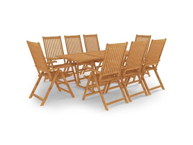 vidaXL Solid Teak Wood Garden Dining Set 9 Pieces Outdoor Patio Dinner Wooden