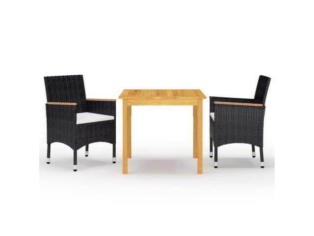 vidaXL Garden Dining Set 3 Pieces Black Outdoor Patio Dinner Lounge Seating