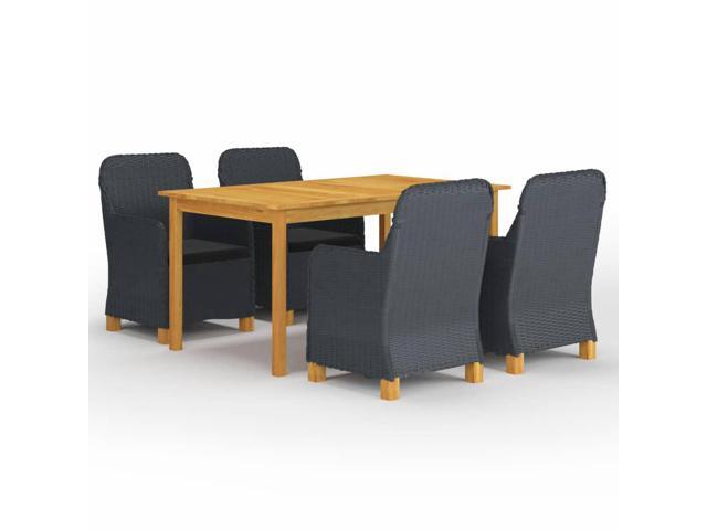vidaXL Garden Dining Set 5 Pieces Dark Gray Outdoor Patio Dinner Lounge Seat