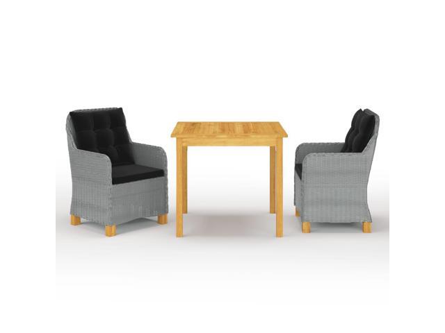 vidaXL Garden Dining Set 3 Pieces Light Gray Outdoor Patio Dinner Lounge Seat