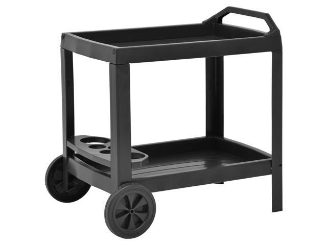 vidaXL Beverage Cart Anthracite Plastic Kitchen Dining Serving Bar Tea Trolley