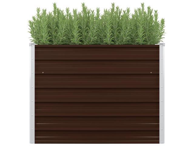vidaXL Raised Garden Bed Brown Galvanized Steel Planter Flower Box Outdoor