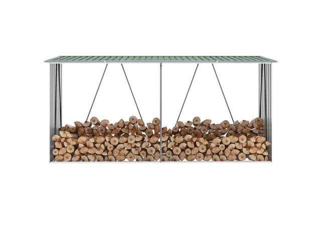 vidaXL Garden Log Storage Shed Galvanized Steel 1299' Green Firewood Shed