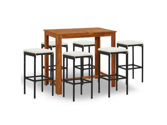 vidaXL Garden Bar Set with Cushions 7 Pieces Black Outdoor Patio Table Chairs
