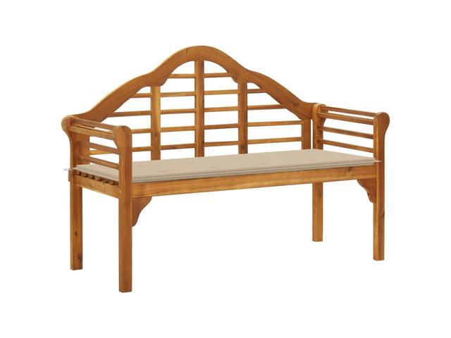 vidaXL Solid Acacia Wood Garden Queen Bench with Cushion 531' Outdoor Seat