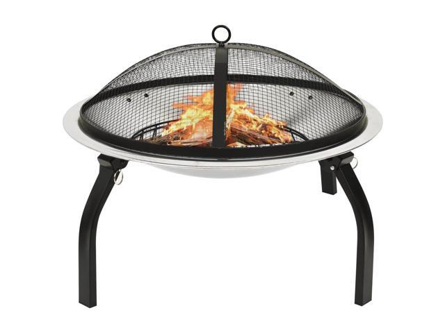 vidaXL 2-in-1 Fire Pit and BBQ with Poker Stainless Steel Patio Heater Garden