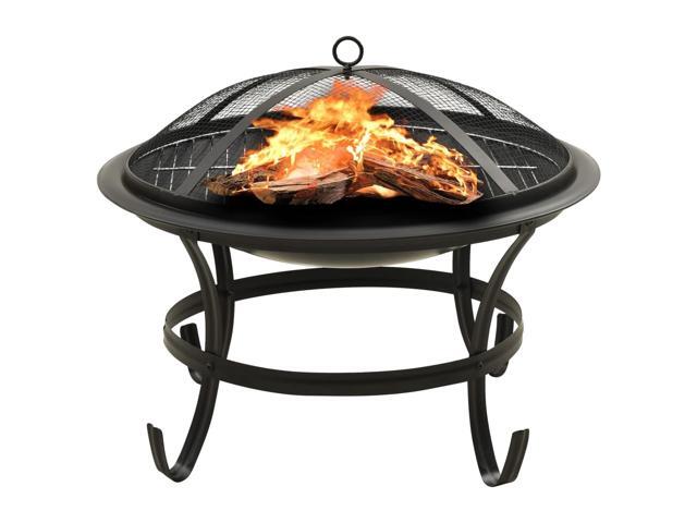 vidaXL 2-in-1 Fire Pit and BBQ with Poker Steel Patio Heater Garden Furnace