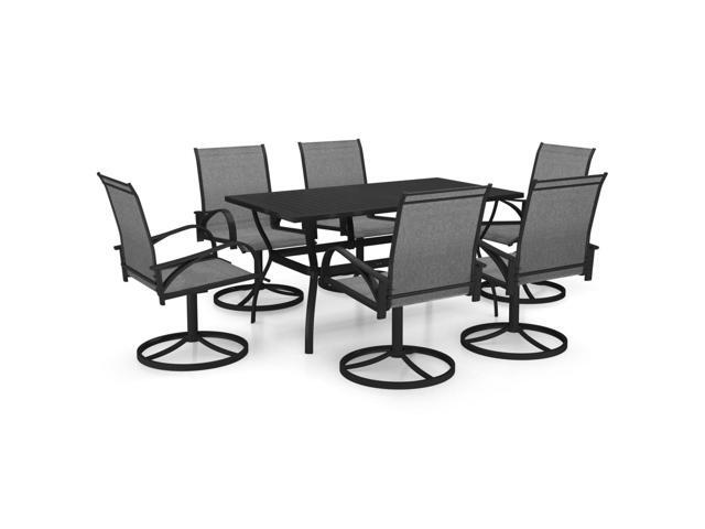 vidaXL Garden Dining Set 7 Pieces Textilene and Steel Outdoor Patio Dinner