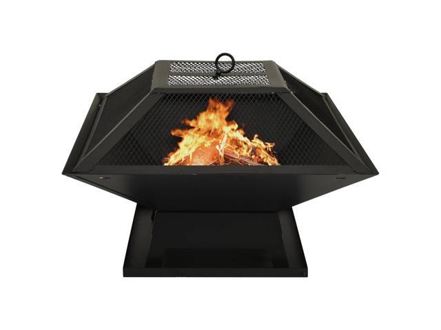 vidaXL 2-in-1 Fire Pit and BBQ with Poker Steel Patio Heater Garden Furnace