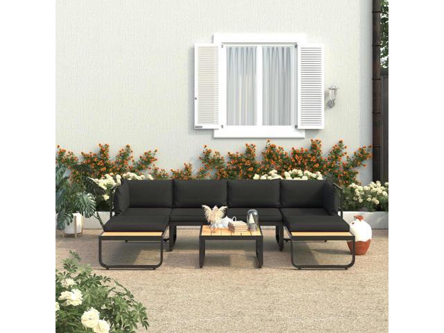 vidaXL Garden Corner Sofa Set with Cushions 4 Pieces Aluminum and WPC Outdoor