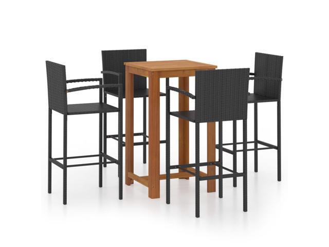 vidaXL Garden Bar Set 5 Pieces Black Outdoor Patio Blacony Dinner Table Chair