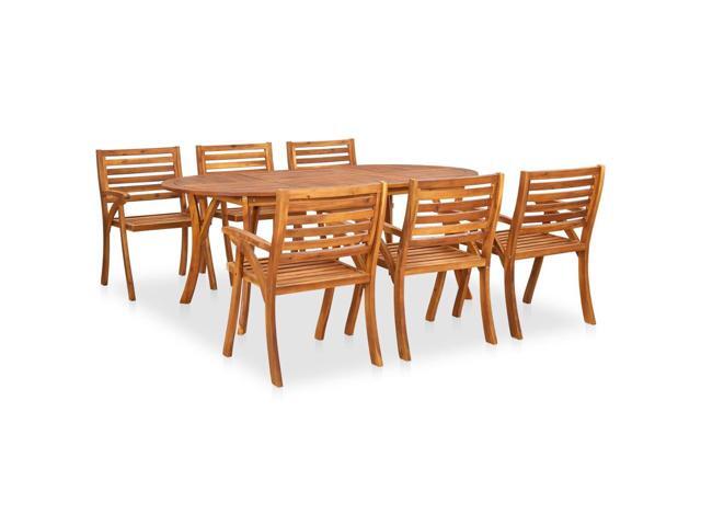 vidaXL Solid Acacia Wood Garden Dining Set 7 Pieces Outdoor Dinner Dinette