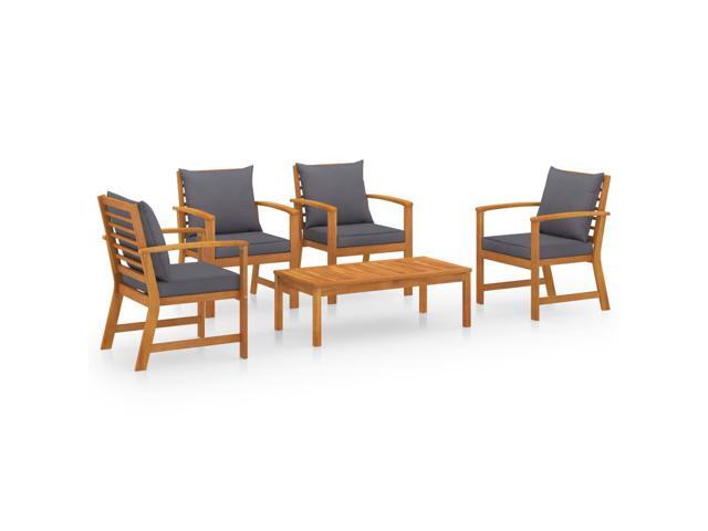 vidaXL Solid Acacia Wood Garden Lounge Set with Cushion 5 Pieces Patio Outdoor