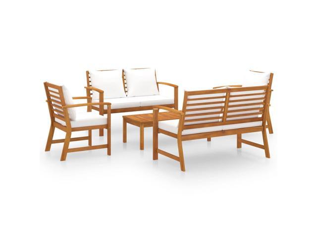 vidaXL Solid Acacia Wood Garden Lounge Set with Cushion 5 Pieces Patio Outdoor