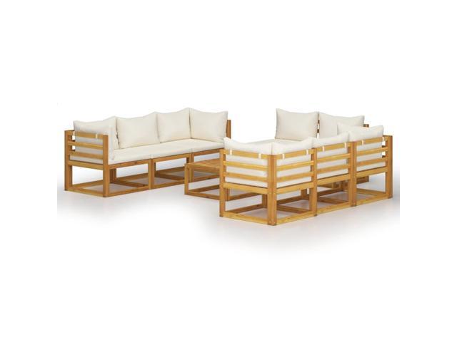 vidaXL Solid Acacia Wood Garden Lounge Set with Cushion 9 Pieces Cream Outdoor