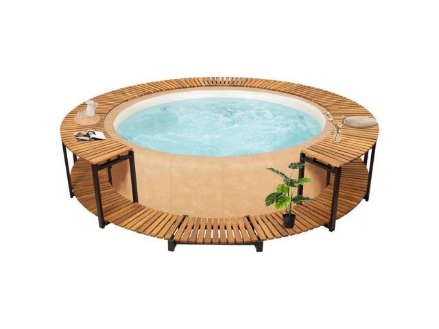 vidaXL Solid Acacia Wood Spa Surround Wooden Enclosure Entrance Step Hot Tub