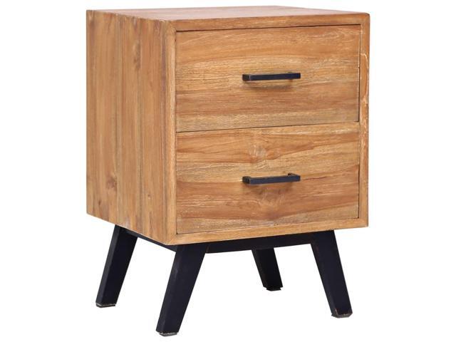 vidaXL Solid Teak Wood Bedside Cabinet Bedside Table Nightstand Storage Wooden