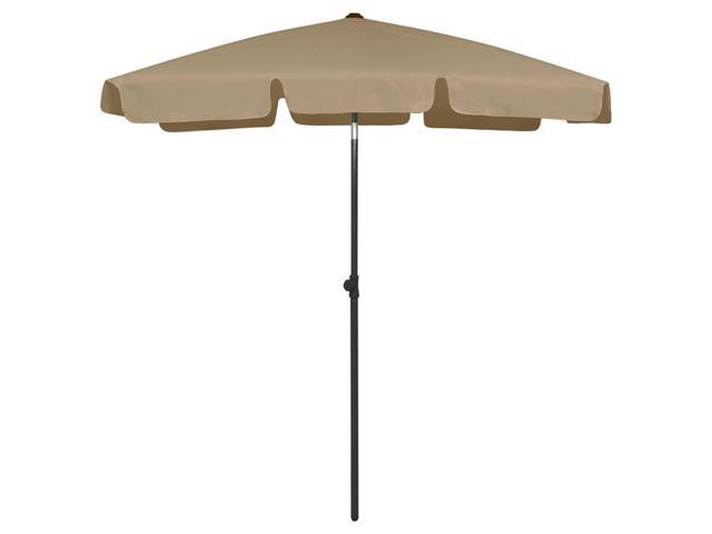 vidaXL Beach Umbrella Taupe Outdoor Garden Parasol Canopy Sunshade Sun Shelter