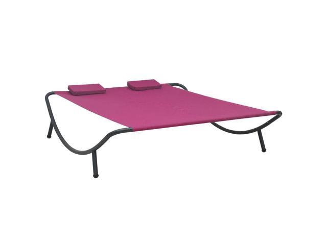 vidaXL Outdoor Lounge Bed Fabric Pink Garden Patio Seating Sunbed Sunlounger