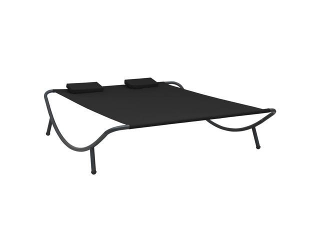vidaXL Outdoor Lounge Bed Fabric Black Garden Patio Seating Sunbed Sunlounger