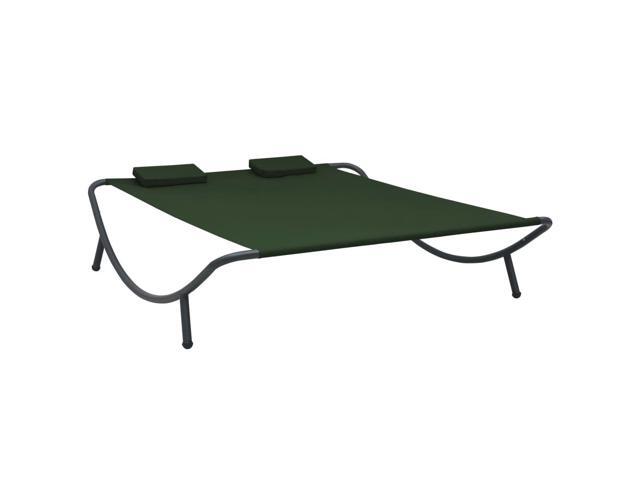 vidaXL Outdoor Lounge Bed Fabric Green Garden Patio Seating Sunbed Sunlounger