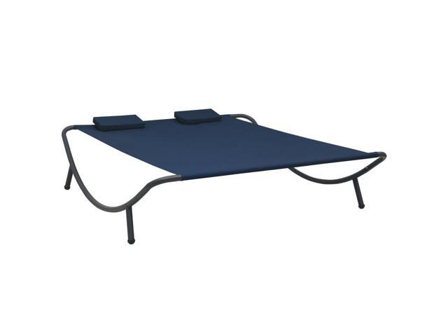 vidaXL Outdoor Lounge Bed Fabric Blue Garden Patio Seating Sunbed Sunlounger