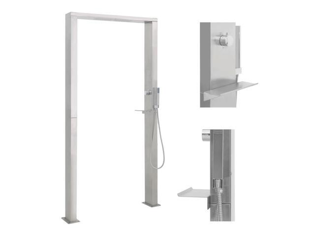 vidaXL Outdoor Shower Rainfall Handheld Stainless Steel Double Garden Poolside