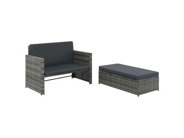 vidaXL Garden Sofa Set 5 Pieces Poly Rattan Gray