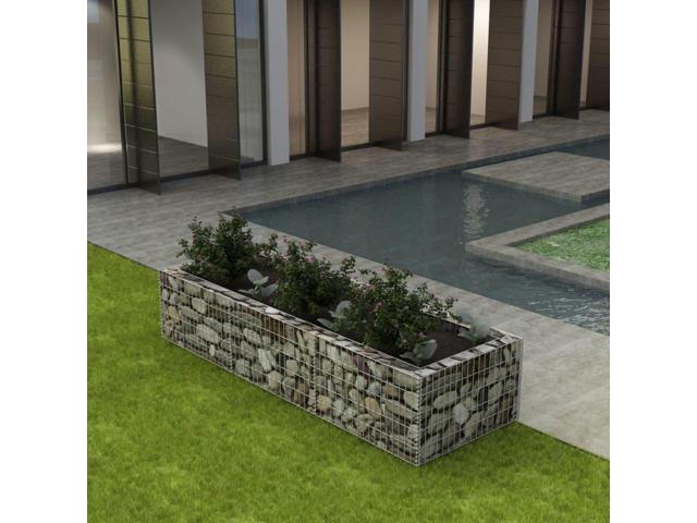 vidaXL Gabion Raised Bed Steel 1063'x354'x197' Silver Garden Outdoor Flower