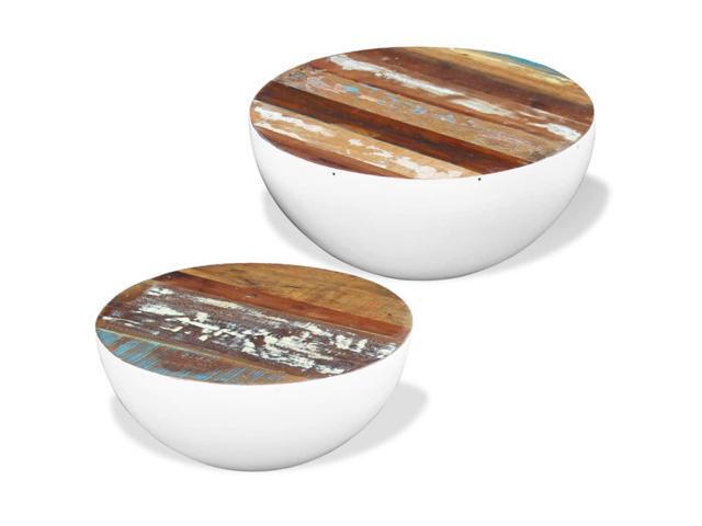 vidaXL Two Piece Bowl Shaped Coffee Table Set Solid Reclaimed Wood