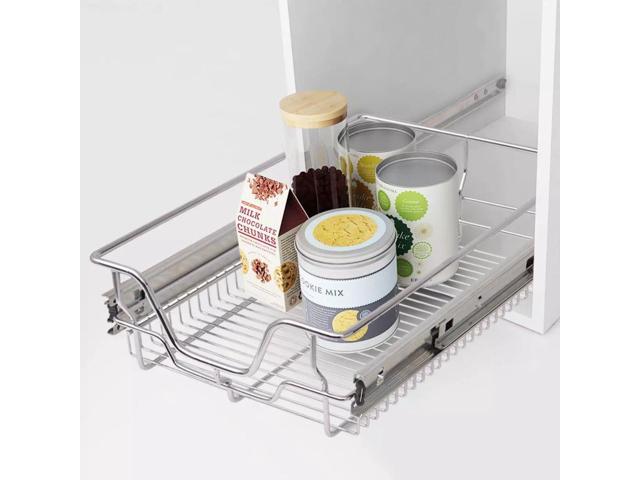 vidaXL 2x Pull-Out Wire Basket 157' Metal Kitchen Storage Organizer Shelf