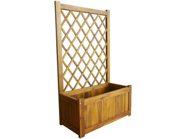 vidaXL Solid Acacia Wood Garden Raised Bed with Trellis Outdoor Flower Bed Box